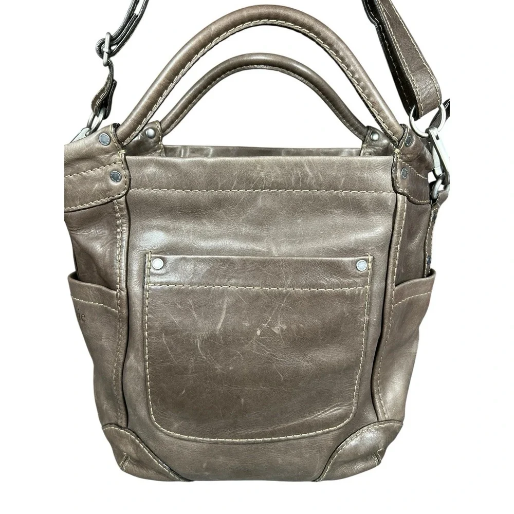 Y2K Abercrombie & Fitch Leather Hobo‎ Tote Bag Brown Slouchy Satchel Shoulder